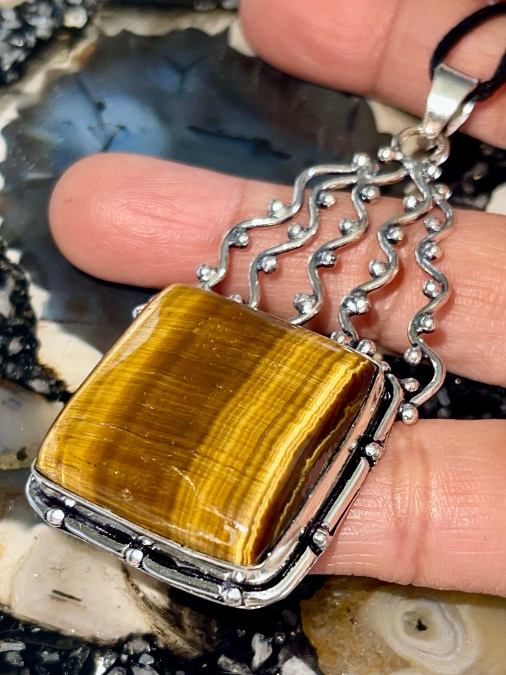 Chatoyant Golden Tiger Eye Crystal Pendant 3”